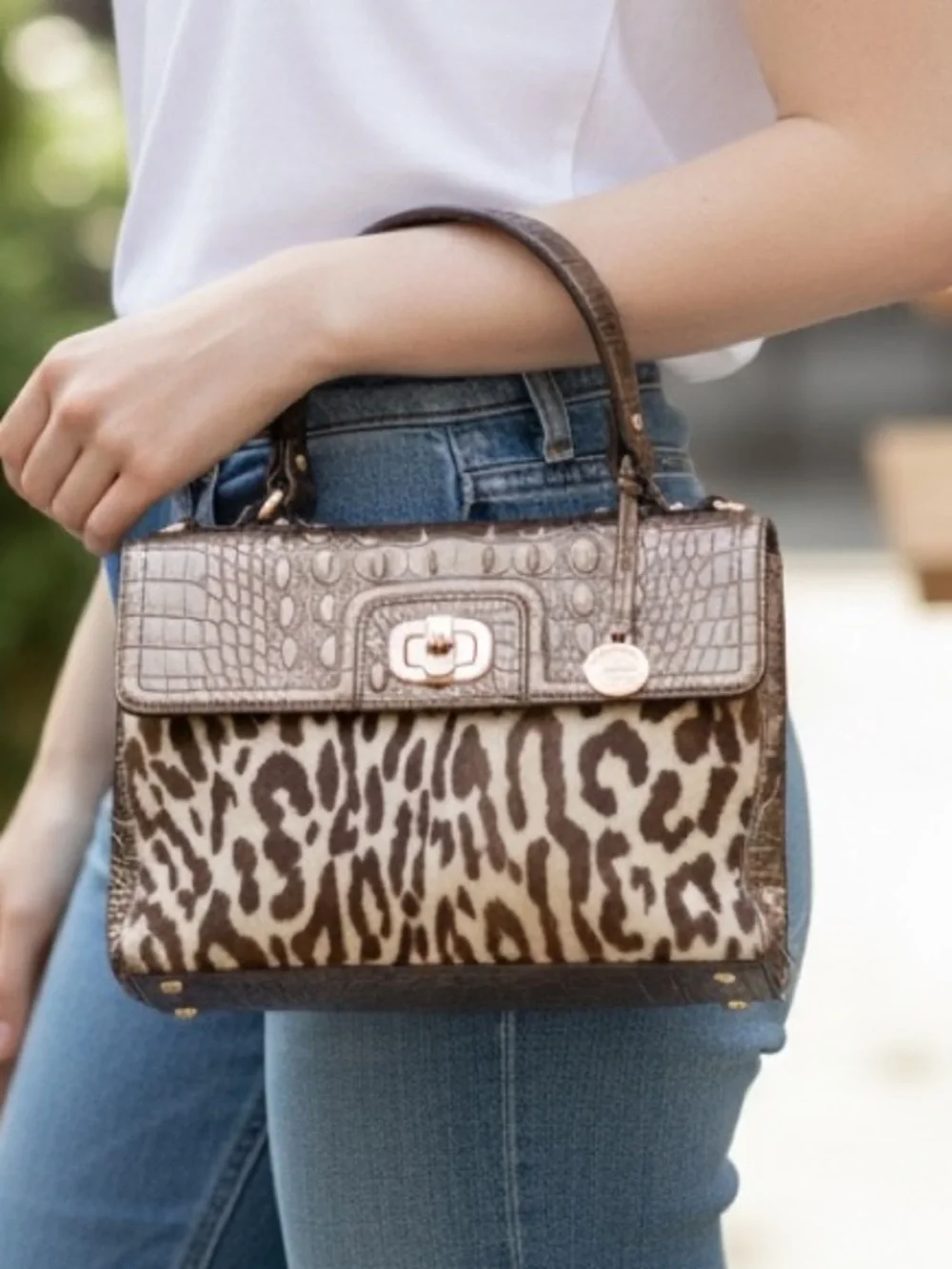Brahmin Leopard Haircalf Satchel